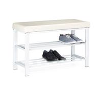 Relaxdays Panca Scarpiera, Mobile Scarpe, Portascarpe con 2 Ripiani, Imbottita, HxLxP: 49x81x31 cm, 10 Paia, Bianco