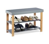 Relaxdays Scarpiera con panca grigia in bambù