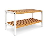 Relaxdays Scarpiera con Ripiani, Mobiletto per Scarpe per 8 Paia, HxLxP: 33 x 70 x 24,5 cm, in bambù, Marrone Bianco
