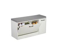 Relaxdays Porta, Seduta Imbottita, 53 x 100 x 37 cm, Panca da Ingresso, 9-12 Paia di Scarpe, Bianco/Grigio, 75% Fibra di Legno