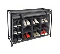 Relaxdays Scarpiera in Stoffa da Campeggio, 16 Scomparti Porta Scarpe, Mobile a Incastro, HxLxP: 65x85x35,5 cm, Grigio, 30% Ferro