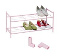 Relaxdays Scarpiera da Ingresso, 2 Ripiani, 6 Paia di Scarpe, Scaffale Portascarpe, HLP: 34,5x70x26 cm, in Metallo, Rosa
