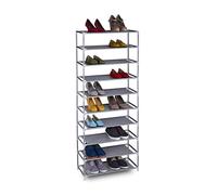 Relaxdays Scarpiera di Stoffa con Sistema ad Incastro, a 10 Livelli, per 30 Paia di Scarpe, 150 x 62 x 28cm, Vari Colori