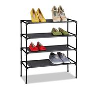 Relaxdays Scarpiera di Stoffa con Sistema ad Incastro, a 4 Livelli, per 12 Paia di Scarpe, HLP: 68 x 62 x 28 cm, Nero