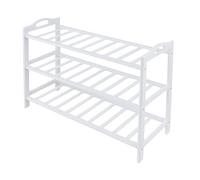 Relaxdays Scarpiera, HxLxP: 48 x 70 x 25 cm, bambù, 3 Livelli, per 9 Paia di Scarpe, scariera con Ripiani, Bianca