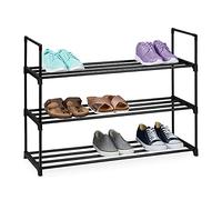 Relaxdays Scarpiera in Metallo da 2 Fino a 4 Ripiani, Sistema ad Incastro, Acciaio e Plastica, 67x90,5x30,5 cm, Nero