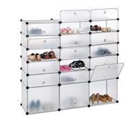 Scaffale in plastica con 18 scomparti Scarpiera componibile Mobile porta scarpe