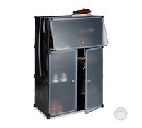 Relaxdays Scarpiera in Plastica, 6 Scomparti Chiusi, 94x61,5x31,5 cm, Scaffale 24 Paia di Scarpe, Componibile, Nero
