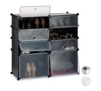 Relaxdays Scarpiera 8 Scomparti, Mobile Porta-Scarpe, Scaffale Componibile, Nero, HxLxP: 91 x 94,5 x 36,5 cm