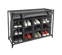 Relaxdays Scarpiera in Stoffa da Campeggio, 16 Scomparti Porta Scarpe, Mobile a Incastro, HxLxP: 65x85x35,5 cm, Grigio, 30% Ferro