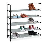 Relaxdays Scarpiera in TNT con Sistema ad Incastro, a 5 Livelli, per 20 Paia di Scarpe, HLP 90,5x87,5x30 cm, Grigio, Acciaio, 1 pz