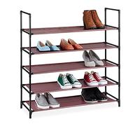 Relaxdays Scarpiera in TNT con Sistema ad Incastro, a 5 Livelli, per 20 Paia di Scarpe, HLP 90,5x87,5x30 cm, Bordeaux, Tessuto Non Tessuto, 1 pz