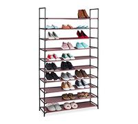 Relaxdays Scarpiera in TNT Sistema ad Incastro, a 10 Livelli, per 50 Paia di Scarpe, HLP 5 x 176 x 28 cm, Bordeaux