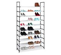 Relaxdays Scarpiera in TNT Sistema ad Incastro, a 10 Livelli, per 50 Paia di Scarpe, HLP 5 x 176 x 28 cm, Bianco