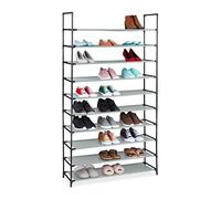 Relaxdays Scarpiera in TNT Sistema ad Incastro, a 10 Livelli, per 50 Paia di Scarpe, HLP 5 x 176 x 28 cm, Grigio