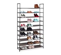 Relaxdays Scarpiera in TNT Sistema ad Incastro, a 10 Livelli, per 50 Paia di Scarpe, HLP 5 x 176 x 28 cm, Marrone