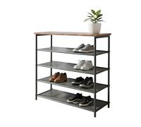 Relaxdays Scarpiera Industriale in TNT, 4 Ripiani, 75x75x30 cm, Nero/Marrone