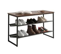 Relaxdays Scarpiera Industriale MDF e Metallo, 6 Paia, Ripiani, 52,5x75x30 cm, Nero/Marrone