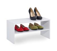 Relaxdays Scarpiera Ingresso, 2 Ripiani Impilabili, 4 Paia di Scarpe, Portascarpe Salvaspazio, 29,5x60x29,5 cm, Bianco, Fibra di Legno