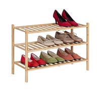 Relaxdays Scarpiera Ingresso, 3 Ripiani per 9 Paia di Scarpe, Mobiletto Portascarpe Salvaspazio, 46,5x68x28 cm, Naturale, bambù