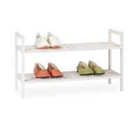 relaxdays Scarpiera, Mobiletto Impilabile Porta Scarpe con 2 Livelli, Legno di Noce, Fino a 6 Paia, 41x69x27 cm, Bianco