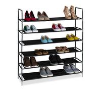 Relaxdays Scarpiera a 6 Ripiani, Scaffale HxLxP: 108 x 100 x 28 cm, Portascarpe Salvaspazio Slim per 24 Paia di Scarpe, HLP: 108x100x28 cm