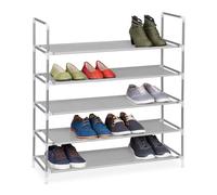 Relaxdays Scarpiera XL, Metallo, Fino a 25 Paia di Scarpe, 90.5 X 87 X 29.5 cm, Grigio, 25 pairs