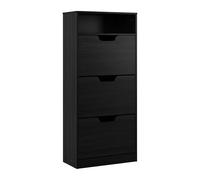 Relaxdays Scarpiera ripiano, H x L x P 140x60x24 cm, per 14 paia, 3 ribalte, ingresso, effetto legno, grigia
