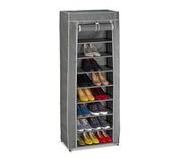 Relaxdays Scarpiera Salvaspazio, 9 Ripiani, 27 Paia Scarpe, Rivestimento in Tessuto, Portascarpe, da Ingresso, Grigio, Antracite, 1 pz