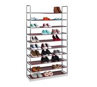 Relaxdays Scarpiera Salvaspazio XXL, con Rivestimento in Tessuto Non Tessuto, 10 Ripiani per 50 Paia di Scarpe, Bordeaux