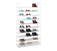 Relaxdays Scarpiera Salvaspazio XXL, con Rivestimento in Tessuto Non Tessuto, 10 Ripiani per 50 Paia di Scarpe, Bianco