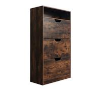Relaxdays Scarpiera Stretta con 3 ribalte, 18 Paia, Ingresso, Dimensioni 140x80x24 cm, Marrone