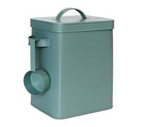 Relaxdays Scatola in metallo, 6,5 l, con dosatore, cibo per animali e alimenti, ermetica, contenitore in polvere, verde