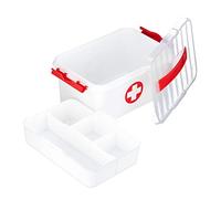 Relaxdays Scatola Medicine Cassetta Pronto Soccorsi per Conservare i Medicinali Plastica HLP: 14,5 x 30 x 21 cm, bianca