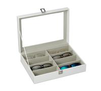Relaxdays Scatola per 8 occhiali, occhiali da sole, 8,5 x 33,5 x 24,5 cm, Bianco