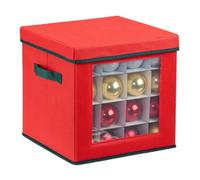 Relaxdays Scatola per Palline di Natale, Borsa Porta Palle e Addobbi Natalizi a 64 Scomparti, 30x30x30 cm, Rosso Verde, Cartone