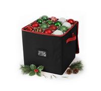 Scatola portapalline di Natale Relaxdays, 64 Palline, HxLxP: 33 x 33 x 33 cm, Poliestere, Cartone, Nera/Rossa