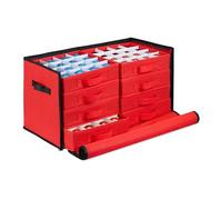 Relaxdays Scatola per Palline di Natale, Borsa Porta Palle, Addobbi Natalizi, 128 Scomparti, 30,5x62x30,5 cm, Rosso Nero, Cartone