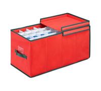 Relaxdays Scatola per Palline di Natale, Borsa Porta Palle e Addobbi Natalizi a 128 Scomparti, 30x30x60 cm, Rosso Verde, Cartone