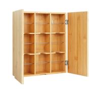 Relaxdays Teebox, 9 Scomparti, bambù, 31 x 26,5 x 7 cm, Organizer per tè, cialde di caffè, Parete, Naturale/Argento