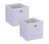 Relaxdays Scatola Portaoggetti, Set 2 Box in Stoffa da Scaffale, Cubo Portagiochi HLP 30, 5x30,5 cm, Moderno, Bianco, Lino, 30.5 x 30.5 x 30 cm