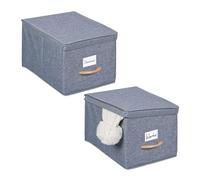 Relaxdays Scatola Portaoggetti, Set 2 Box Organizer Portagiochi in Stoffa, 27 L cad., con Coperchio, Pieghevole, Grigio