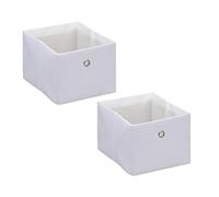 Relaxdays Scatola Portaoggetti, Set 2 Portagiochi da Scaffale, HLP 16x20,5x25 cm, Box in Stoffa Giochi, Libreria, Bianco