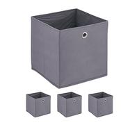 Relaxdays Scatola Portaoggetti, Set 4 Box da Scaffale, HLP 30 x 30 x 30 cm, Portagiochi Pieghevole, in Stoffa, Grigio, Tessuto Non Tessuto