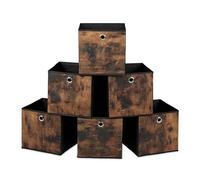 Relaxdays Set 6 scatole in tessuto effetto legno
