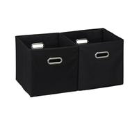 Relaxdays Scatola Portaoggetti, Set da 2 Box da Scaffale, H x L x P: 32 x 33 x 33 cm, Portagiochi Pieghevole, Nero, Ferro