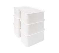 Relaxdays Scatola portaoggetti Organizer scaffale 5 L impilabile 13x26,5x19 cm Bianco Set da 6