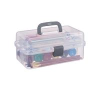 Relaxdays Scatola Trasparente Plastica, 9 Scomparti Per Oggetti, Grigio | Maniglia e Chiusura A Scatto, HLP 14,5x33x19 cm