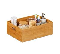 Relaxdays Scatole di Legno Portaoggetti, Contenitori Aperti senza Coperchio, 14x40x30, Cassette Bagno & Cucina, Naturale