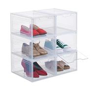 Scatole Portascarpe N. 50 Contenitori Box Impilabili Plastica Trasparente Set 6